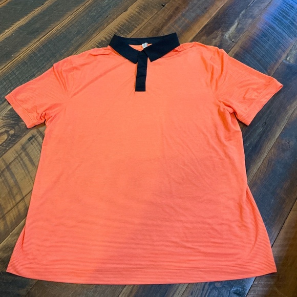 Lululemon Precision Polo Shirt Orange Black Trim Men’s Size L - Picture 3 of 11